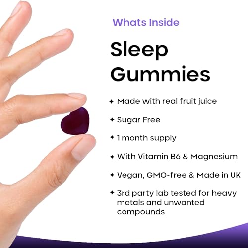 Chewable Sleep Gummies - Enriched with Vitamin B6 and Magnesium - Sugar Free - High Strength for Adults - No Artificial Colours or Flavours - Vegan, Bedtime Gummies, Made with Real Fruit Juice - Image 3
