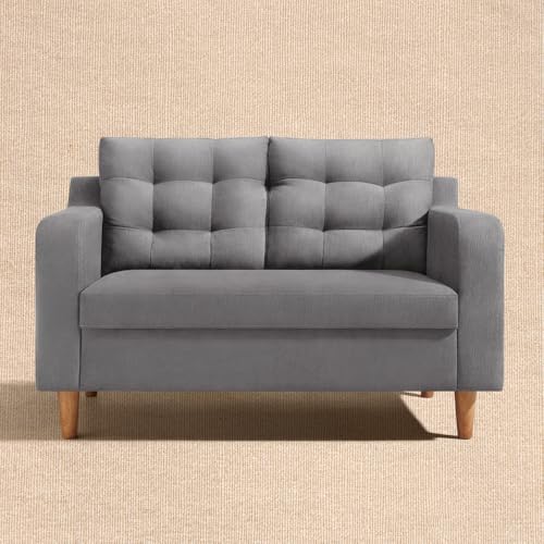 Image of Duroflex Ease Plus - 2 Seater Sofa Set for Living Room | 3 Year Warranty | Premium Wooden Frame Sofa | Anti-Pilling Fabric, Fade & Termite Resistant | Comfortable & Durable Couch - Steeple Grey