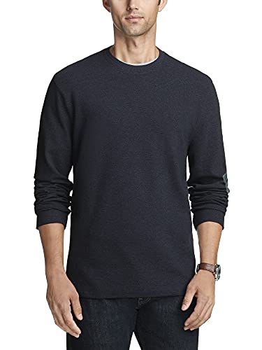 Van Heusen Men's Essential Long Sleeve Ottoman Crewneck Shirt, Dark Black Iris, Medium #TOP8