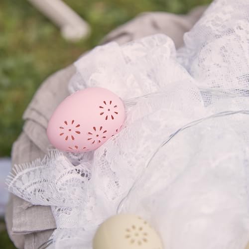 Lights4fun 10er LED Ostereier Lichterkette Außen Timer Batterie Osterdeko Outdoor Tischdeko Ostern Deko Frühling Easter Fairy Fenster