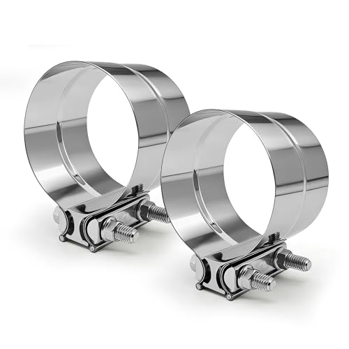 SKYMIRO 4 Inch Exhaust Clamp Stainless Steel 304 Lap Joint Band Clamp For 4 Od To 4 Id Exhaust Pipe Muffler Elbow Exhaust Tubing Connection Catalytic Converters (2PCS)