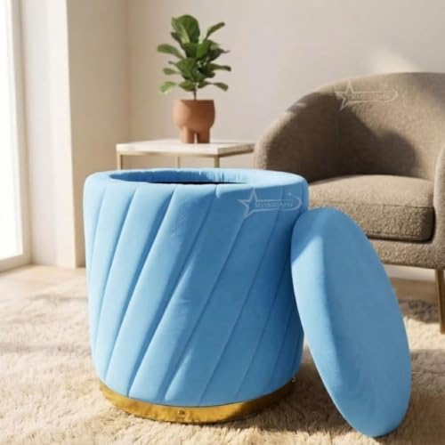 Image of Mythic ArtsRound Upholstered Sitting Stool & Footrest Velvet Storage Ottoman Pouffe13 X 13X 16 inch | Versatile Puffy for Living Room, Bedroom, and Office ? Chic Home Furnishings & Dcor RED