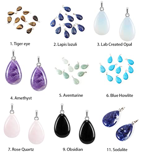 Adabele G2P-T2 (4PC) 4Pcs Natural Blue Lapis Lazuli Healing Gemstone Pendant Teardrop Pear Loose Rock Crystal Drop Bead thumb #4