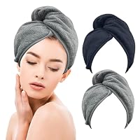 Serviettes Cheveux Microfibre Yagaspantery 2pcs - Absorption Rapide Avec Boutons
