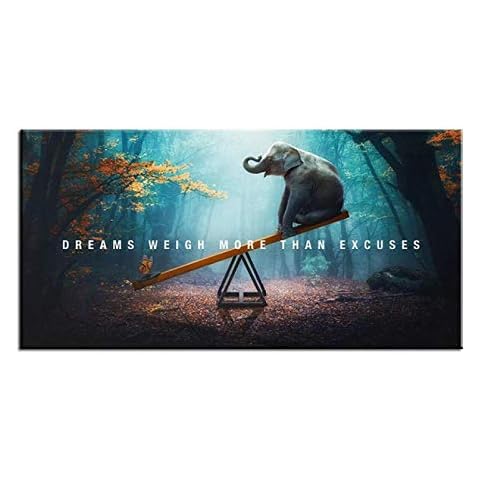 HONGC Animal Motivational Quote Canvas Painting Dreams Weigh More Than Excuses Posters and Prints Wall Art Picture for Home Decoration Canvas Art 75x150cm No Frame Cover
