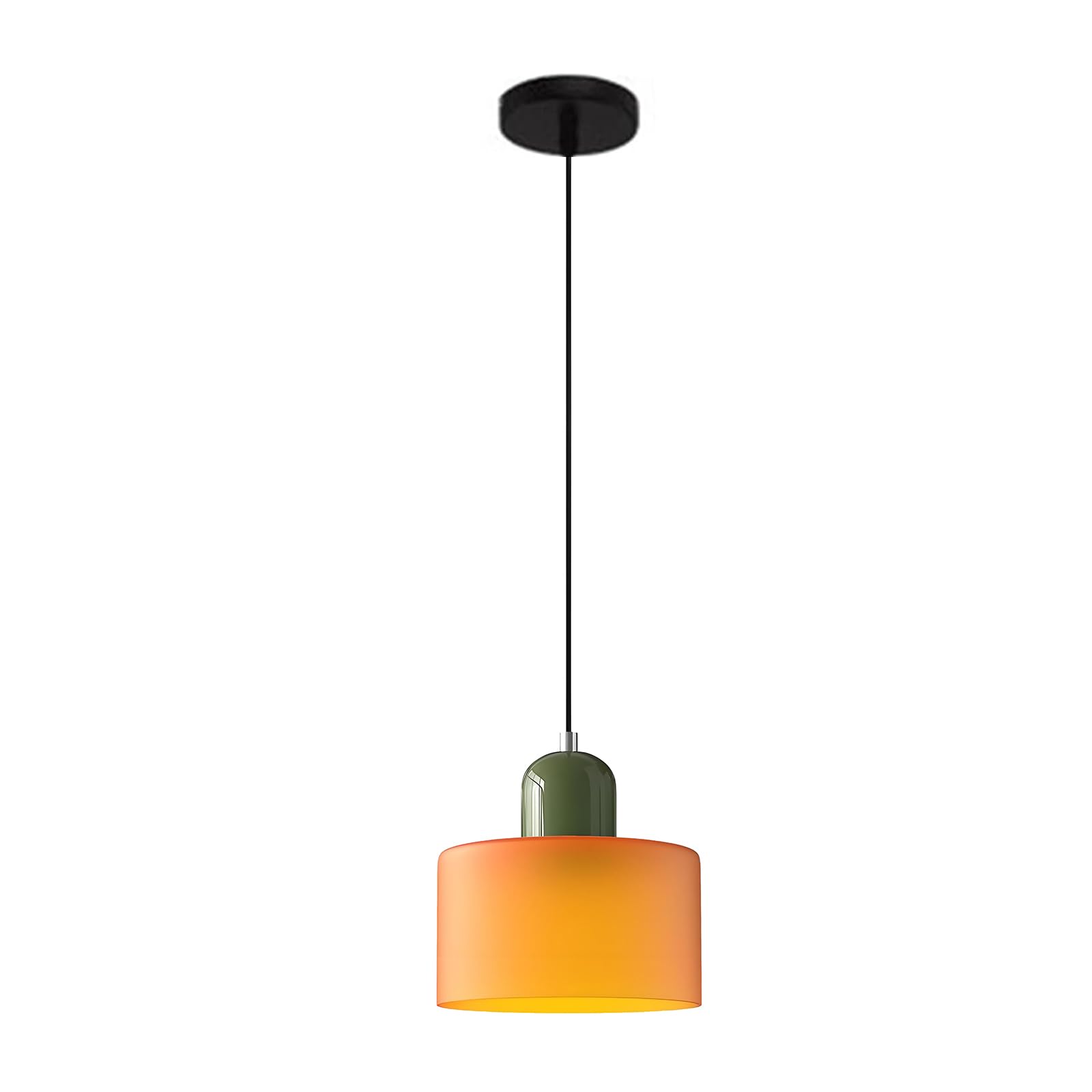 Suspension Verre Coloré Petite Moderne Réglable pour Chambre Îlot de Cuisine Salon Couloir Salle à Manger Luminaire (Orange)