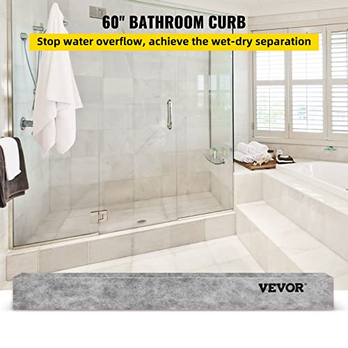 Image of VEVOR Shower Curb, 60'' x 4'' x 6'', Cuttable Waterproof XPS Foam Curb, Covering with PE Waterproof Membrane, Ready-to-tile with Thin-set Mortar, Perfect for Bathroom Decoration