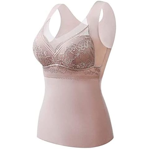 Haojieshun 2-in-1 Built-in Bra Thermal Underwear, High Stretch Thermal with Built-in Bra, Thermal Underwear for Women (coffee, L) Cover