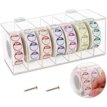 Acrylic Day of The Week Covered Label Dispenser 7-Slot Wall Mount Sticker Roll for 1",3/4" Stickers 1 Inch No Label