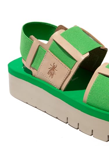 Fly London Damen SORU277FLY Sandal, Natural/Bright Green/Bright Green, 42 EU