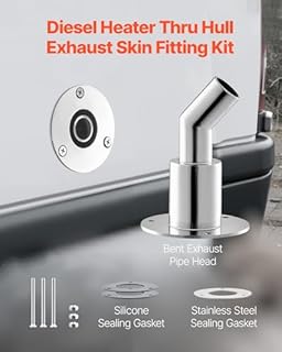 VEVOR Thru Hull Exhaust Skin Fitting, 0.94 inch Diesel Heater Exhaust Skin Fitting, Elbow Hull Exhausts Pipe Socket Replacement with Screws, Nuts & Gasket for Diesel Heaters, 316 Stainless Steel