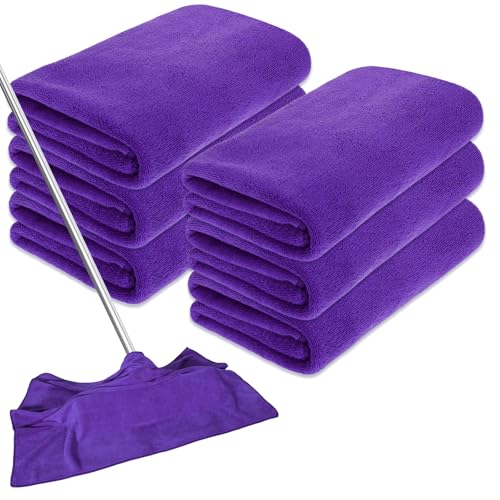 Anmrept 6 Pcs Extra Large Microfiber Cleaning Cloth Reusable Microfiber Towels Thick Washable Cleaning Towel for Home Office Windows Floors and Cars, 30 x 20 Inch(Purple)