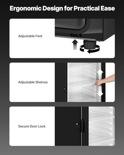 Image of VEVOR Commercial Merchandiser Refrigerator, 13.3 CU.FT Glass Door Display Refrigerator, Beverage Cooler Merchandiser with Adjustable Shelves, Soft LED Light, Customizable Lightbox, Black