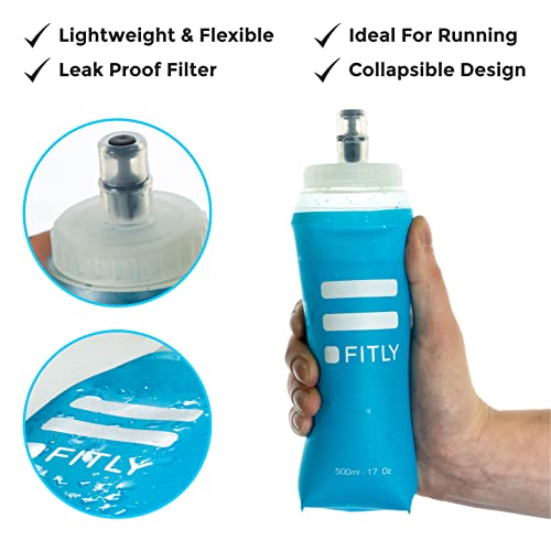 FITLY Soft Flask 500ml, Shrinks As You Drink Soft Water Bottle for Hydration On The Move, Collapsible Running Water Bottle - Image 2