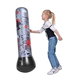 【CALIDAD PREMIUM】 Este saco de boxeo para niños está hecho de material de PVC de alta calidad de 0,25 mm, material suave, liviano y lleno de aire, es fácil para las manos y los pies y no lastima los nudillos de su hijo. El diámetro de la base inferior es de 40 cm, que es más ancho que otros sacos de boxeo pesados. La base ponderada se puede llenar con agua para que rebote de inmediato. Cuantos más rellenos, más estable es. Se puede usar en casa y en el exterior.