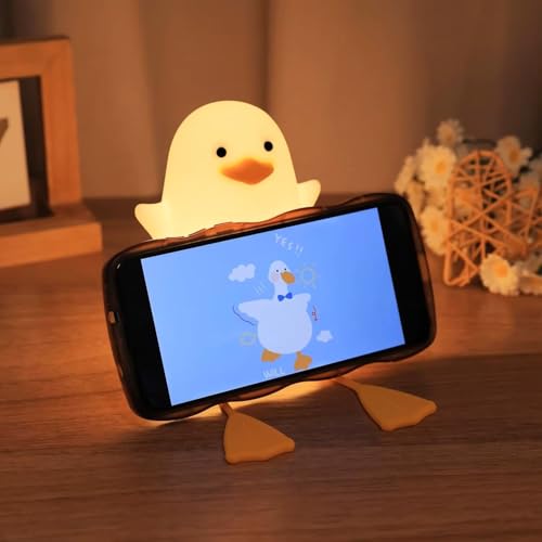 Image of HUMAIZAR Silicone LED Night Light for Kids, Soft Touch Animal Bedside Lamp for Bedroom & Nursery, Rechargeable Cute Night Lamp (Sitting Duck)