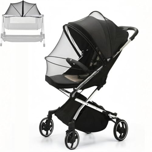 UQBEUQ Mosquito Net for Stroller, Stroller Cover Bug Net with Two-Way Zippers, Polyerster Mesh Screen Protection Cover for Baby Strollers, Bassinet, Car Seat, Cradle, Portable Mini Crib (Black)
