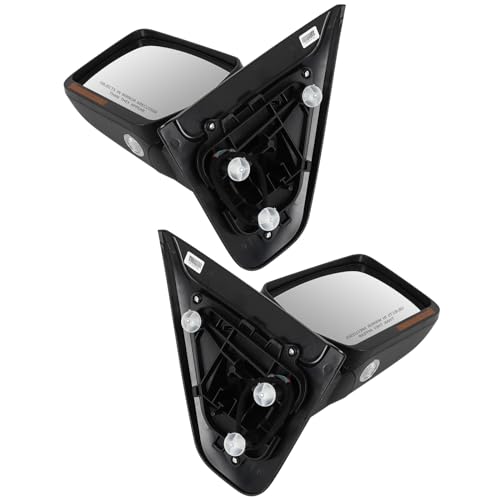 SELEAD Pair Towing Mirrors Fit For 2004-2014 For Ford For F150 Pickup Truck Power Adjusted Heated Turn Signal Light Puddle Light with Chrome Cap Housing Manual Folding - Thumbnail 7