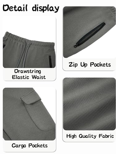 Boys Cargo Sweatpants Kids Casual Drawstring Waist Joggers Soft Knitted Active Pants 5-14 Years4