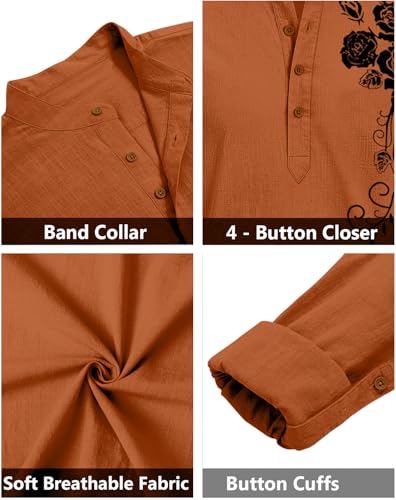 Image of Zombom Men's Cotton Polyester Blend Mandarin Collar Self One Design Printed Full Sleeve Casual Short Kurta
