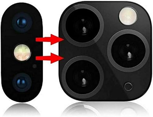 Applicable for iPhone X/XS/XS MAX Seconds Change to 11 Pro MAX Camera Lens Cover,Sticker Upgrade Metal Sticker Camera Lens Tempered Glass Screen Protector (Black)