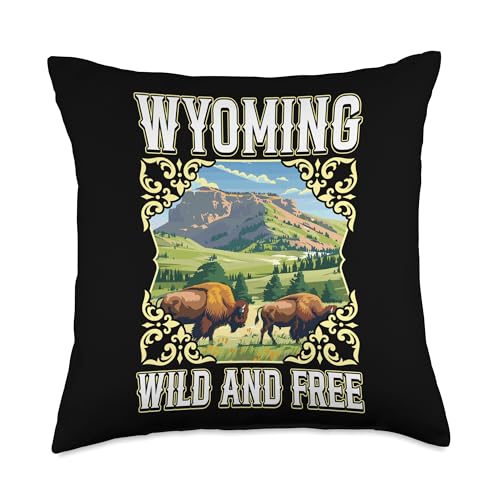 Wyoming Landscape Outdoor Design Cowboy State Adventure Throw Pillow