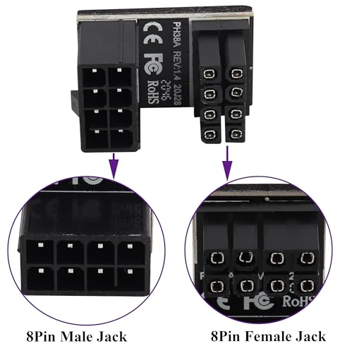 Adaptador de conector PCIe 8 Pin hembra a macho 2 unidades miniatura 3