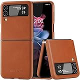 KEZiHOME Samsung Galaxy Z Flip 4 Case, Samsung Z Flip 4 Genuine Leather Case, Slim Thin Shockproof F