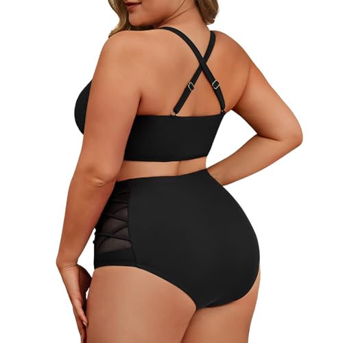 Image of American Trends Womens Plus Size Bikini Set - Tummy Control, High Waisted 2 Piece Swimsuits Bathing Suits