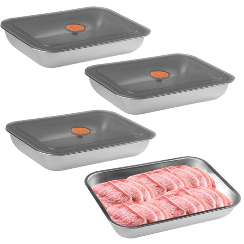 wocpvm 4 Pièces Boîtes de Conservation Alimentaire en Acier Inoxydable Boite de Rangement Cuisine...