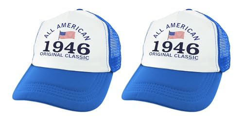 ThisWear All American 1946 Original Classic Trucker Hat - 2-Pack Blue
