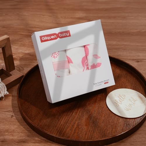 GLLQUEN BABY Baby Swaddle Wraps for 0-3 Months Newborn, Oeko-tex100,100% Breathable Organic Cotton Fabric Swadding Blankets,3 Pack (Flower) - 8