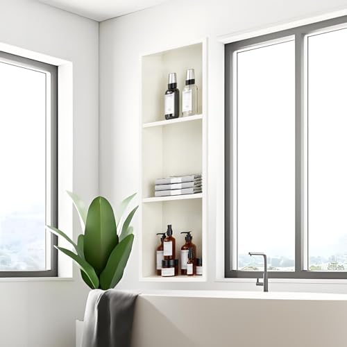 Douche encastrée en acier inoxydable avec niche de douche intégrée pour salle de bain