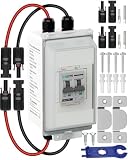 CNLONQ DC Trennschalter PV Anlage 32A 1000V Sicherungsautomat 2polig IP66 Wasserdicht mit Solar Kabel und Metallhaken für Solarmodule, Einspeisesteckdose und Balkonkraftwerk