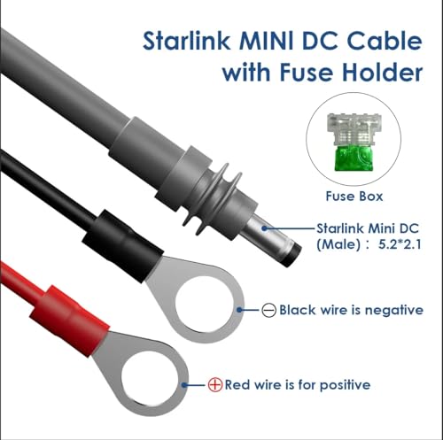Image of Starlink Mini O Ring to DC Connecters Extension Cable, 18AWG Starlink Mini Direct Battery Power Cable with ATC /ATO Fuse Holder, Weatherproof, Perfect for Off-Road, RV, or Marine Use (3M /10FT)