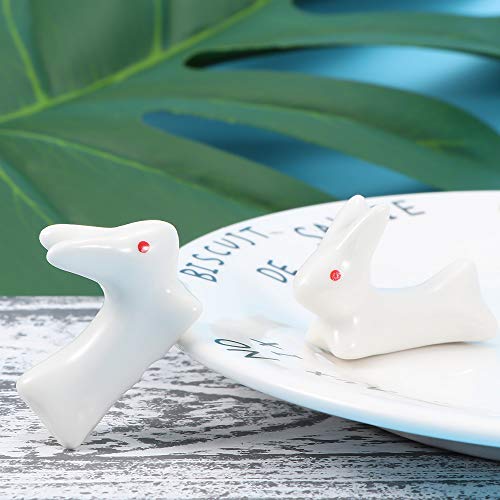 YASUOA 6 Pieces Ceramic Chopsticks Stand Cute Rabbit Design Dinner Tableware Holder Spoon Rest Chopstick Rack Pillow Care Rest for Home Kitchen Kids Women Girls Knife Fork Easter Decoration