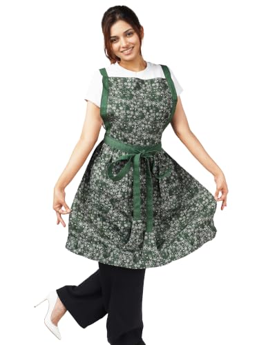 Image of 100% Cotton Unisex Apron - Adjustable Neck Straps, Vibrant Print, Reinforced Stitching, Multipurpose& Deep Pocket - for Cooking, Catering, Gardening, Painting-Printed Aprons