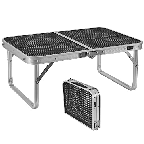 Atepa Small Camping Table Portable Grill Table Folding Beach Table, Lightweight Aluminum Metal Folding Table, Easy To Carry For Outside Beach Camping Cooking Bbq Rv Picnic, Silver #TOP19