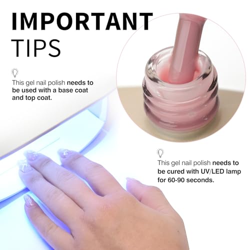 Image of CANNI 9ml Jelly Pink Oyster Gel Nail Polish, High Gloss UV LED Soak Off Gel