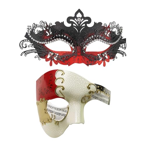 Image of Coddsmz Couples Masquerade Mardi Gras Christmas Venetian Cosplay Costume Halloween Party Mask Set