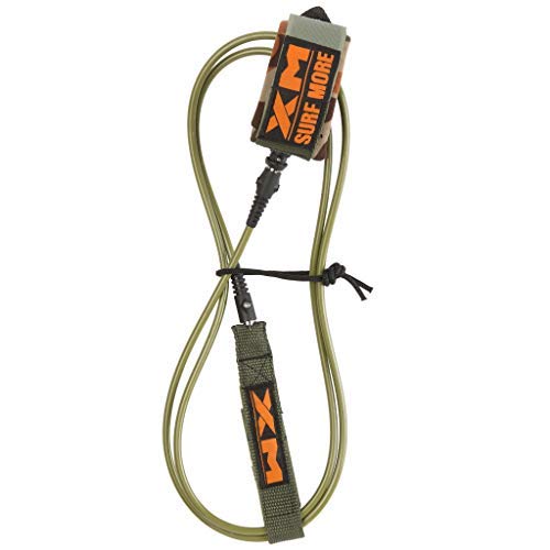 Xm Surf More Premium Surfboard Leash, 6Ft, Made In Usa, Comp Cord Thickness (0.220In), Key Pocket, Unbreakable Swivels, Detachable Railsaver, Camo Leash, Camo Strap, Kink-Free [3 Year Warranty] #TOP6