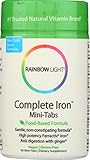Rainbow Light - Complete Iron Mini-Tabs, Gently Encourages Healthy Iron Levels by Promoting Iron Absorption with Ferractiv Iron, Vitamin C and Ginger, Vegan, Gluten-Free, Non-Constipating, 60 Tablets