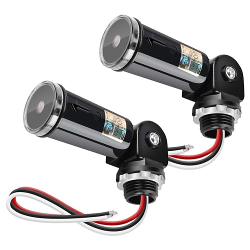 Greluma 2 Piezas Interruptor de sensor de fotocélula de atardecer a amanecer, interruptor fotoeléctrico, fotocélula impermeable IP65 para luces exteriores de 110 V, 120 V, 220 V, entrada de 240 V