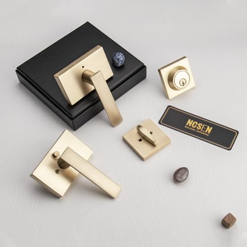 NCSEN Satin Brass Exterior Door Lock Set, Front Door Handle with Deadbolt, Heavy Duty Entry Door Handleset by NCSEN - Image 6