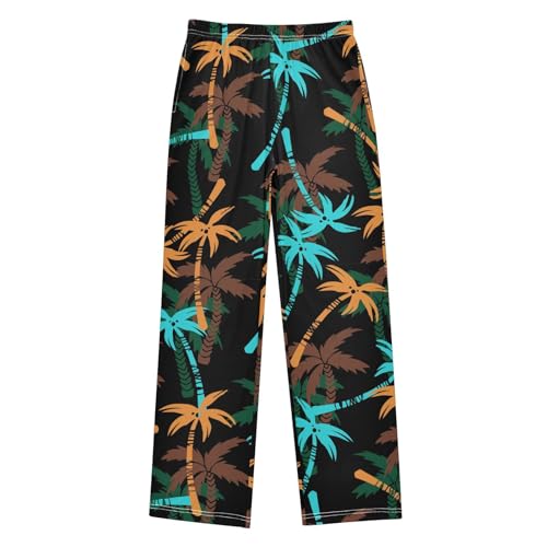 visesunny Boys' Pants Colorful Coconut Tree Silhouette Jogger Pants Elastic Waist Long Bottoms Trousers with Pockets
