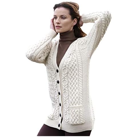 Aran Crafts Women's Irish Cable Knit Cardigan Cover