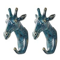 PIYYQNY Wall Mounted Coat Rack 2 Pack Cartoon No-Drilling Hook Entrance Coat Hook Wall-Mounted Animal Wall Hangings Suitable for Coats Scarves Bags Towels Keys Hats(Giraffe Bronze)