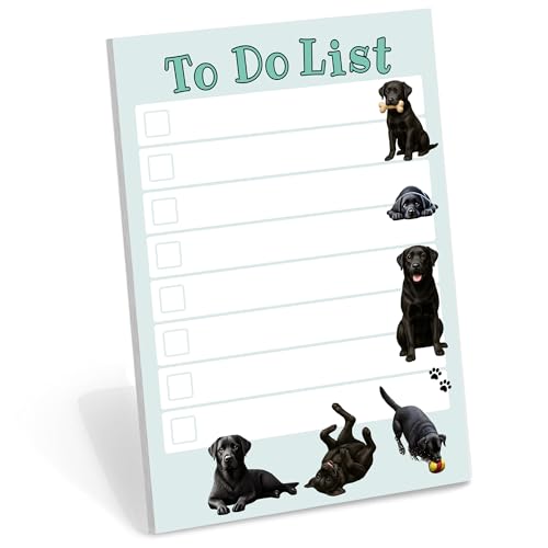 Image of DAILY RITMO Black Lab Sticky to-Do List - Labrador Retriever Gift for Men and Women | Dog Lover Gifts | Office School Supply Sticky Notes 4 inchx6 inch 50 Pages