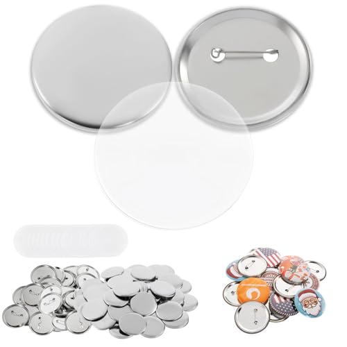 BEAMNOVA 100 Sets of Metal Button Supplies Blank 75mm / 2.95 in (Approx. 3 inch) for Button Maker Machine Slick Metallic Back Badge Making Parts Round DIY Pin Maker