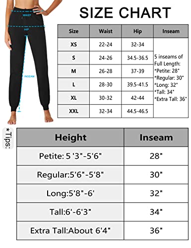 Sevego Lightweight Women's 34" Tall Inseam Cotton Soft Jogger With Zipper Pockets Cargo Pants Black Large #TOP5